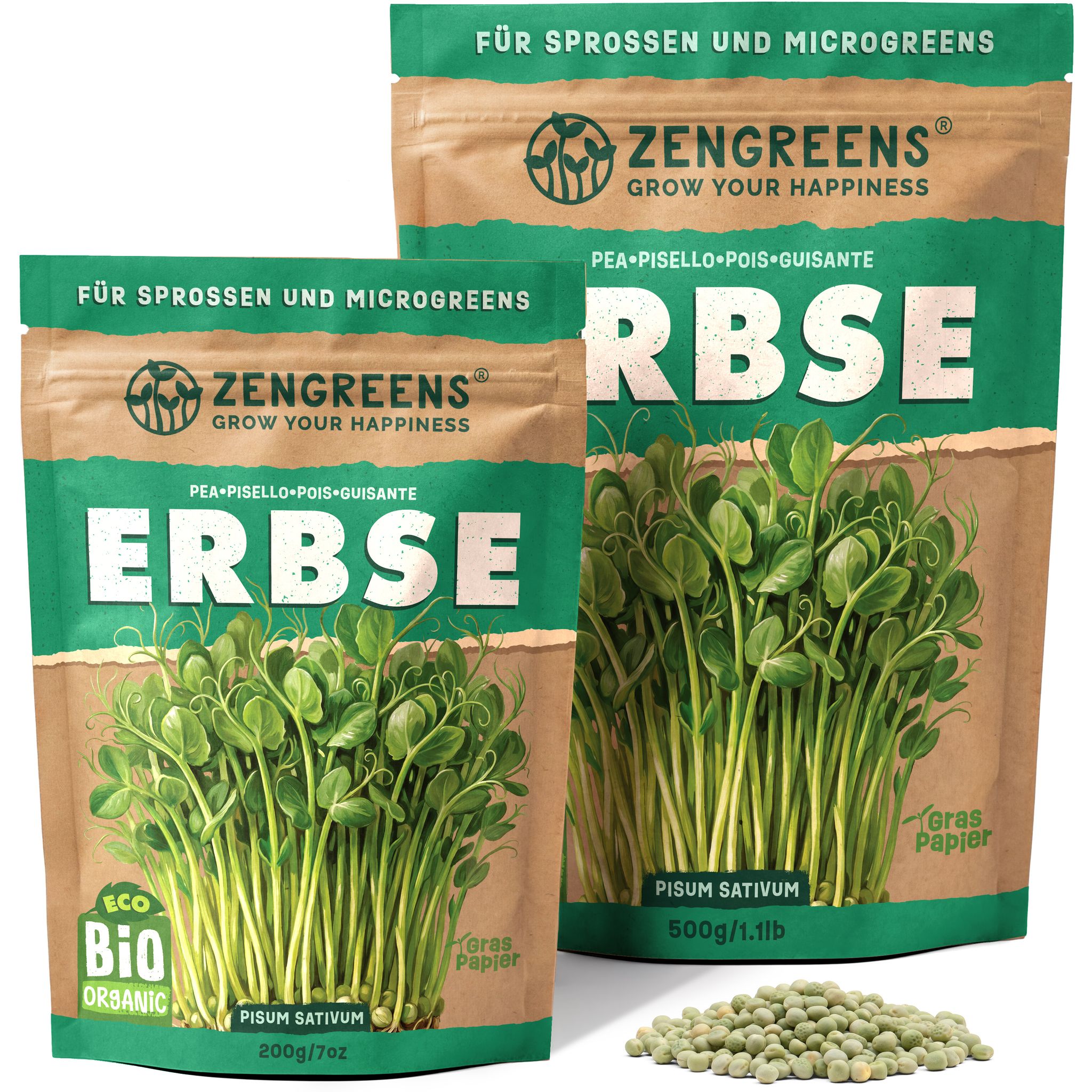 Bio Keimsaat Erbse 500 G Sprossen Und Microgreens Samen Zengreens