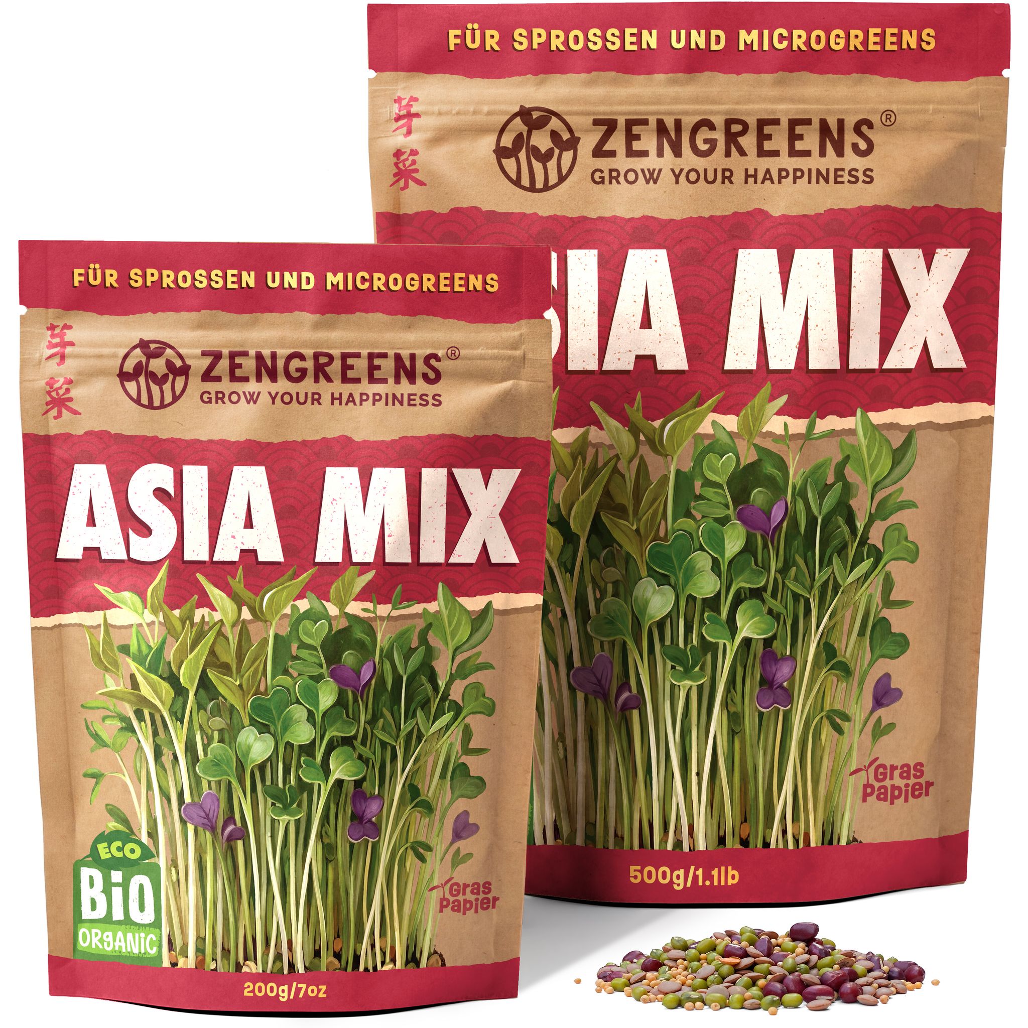 Bio Keimsaat Asia-mix 500 G Sprossen Und Microgreens Zengreens