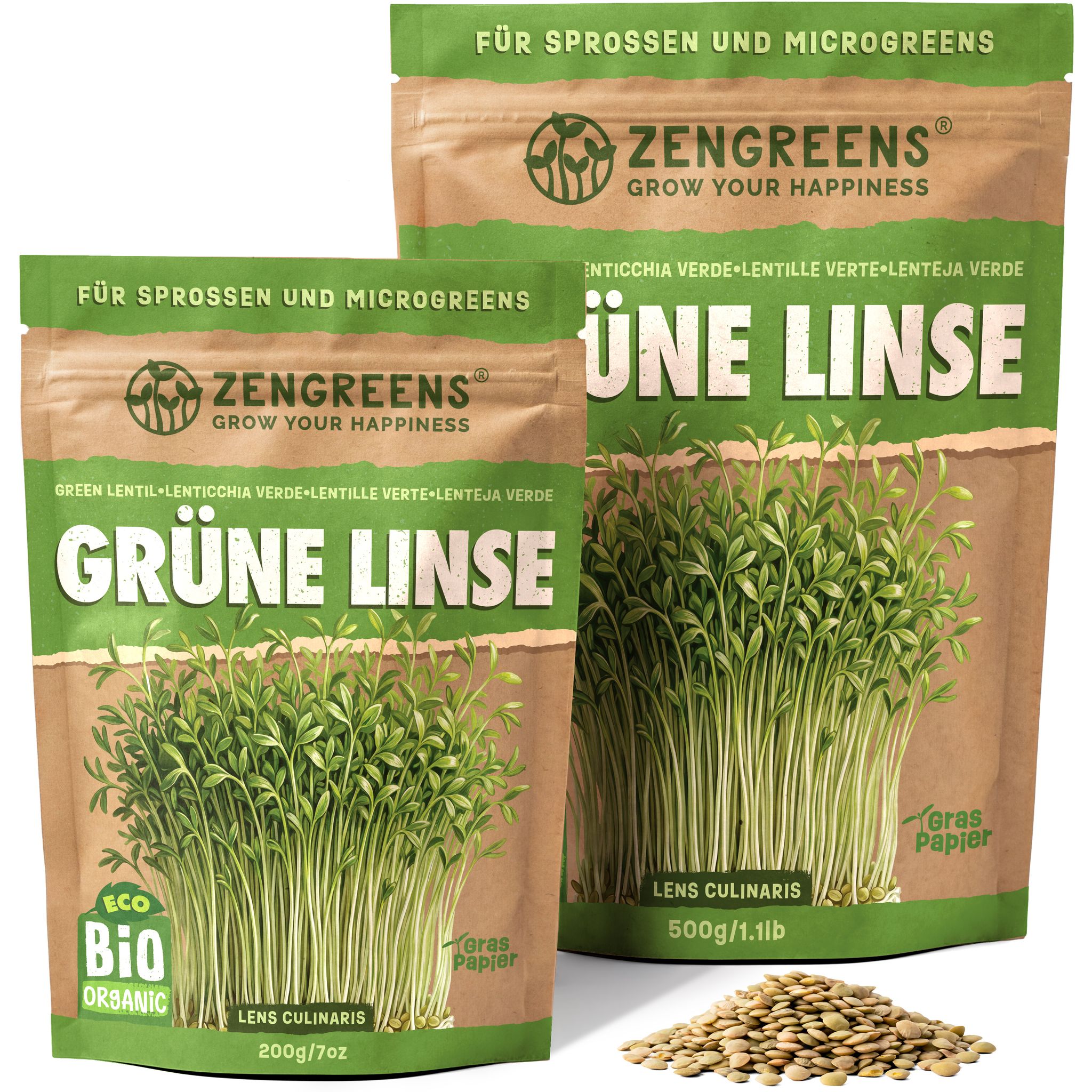 Bio Keimsaat Grüne Linse 500 G Sprossen Und Microgreens Zengreens