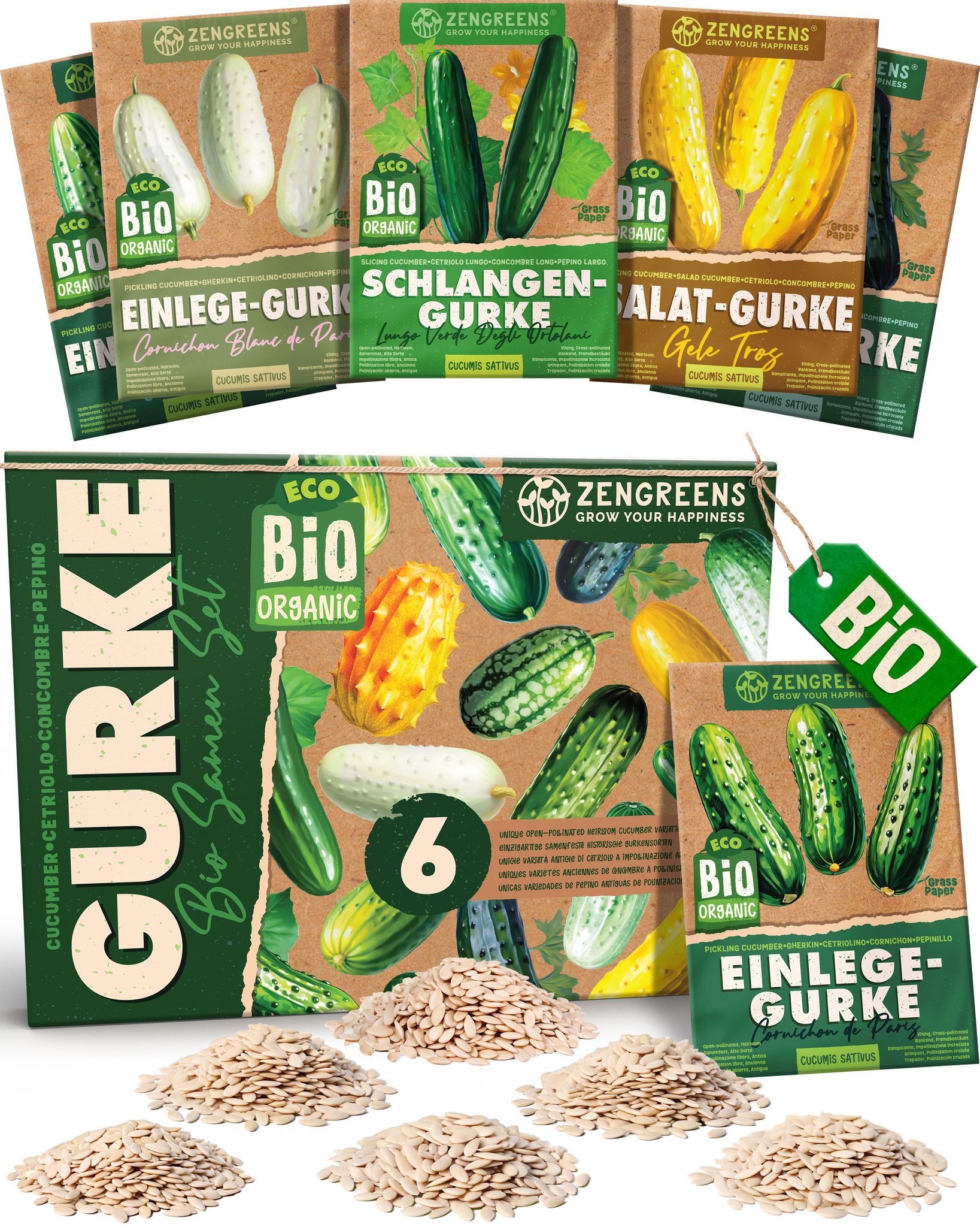 Bio Gurkensamen Set 6 Sorten Samenfestes Saatgut Zengreens