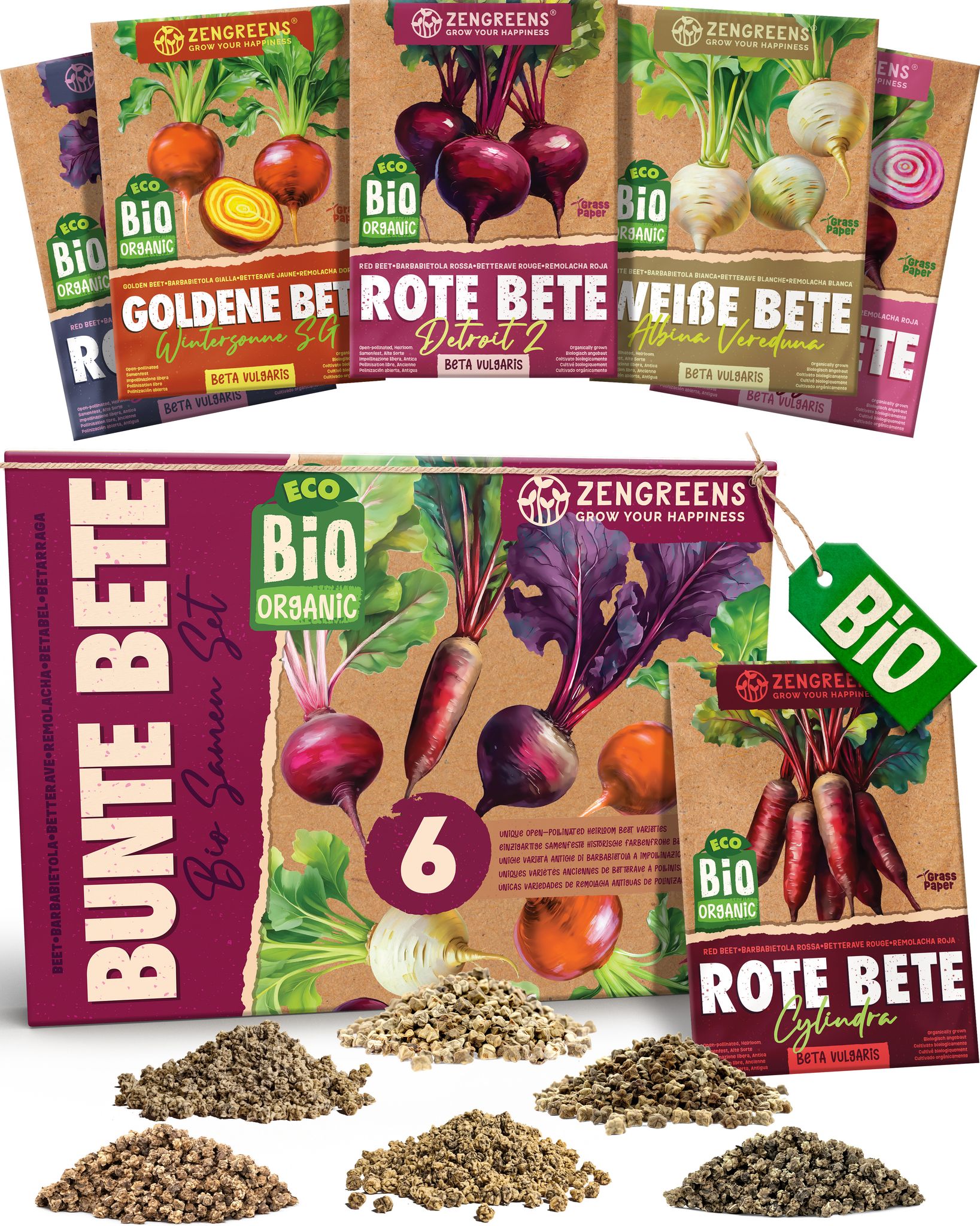 Bio Bunte-bete-samen Set 6 Sorten Samenfestes Saatgut Zengreens