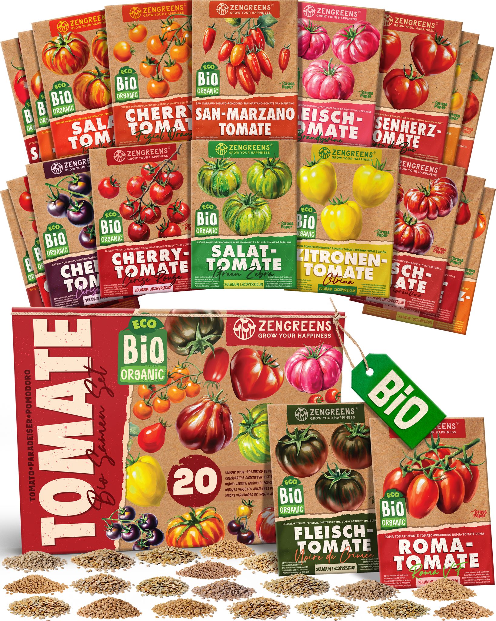 Bio Tomatensamen Set 20 Sorten Samenfestes Saatgut Zengreens