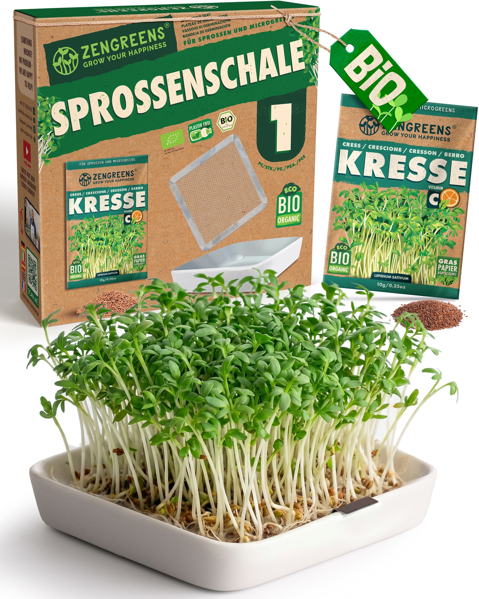 Keimschale Keramik Mit Edelstahl Kressesieb Und Bio Kresse Samen