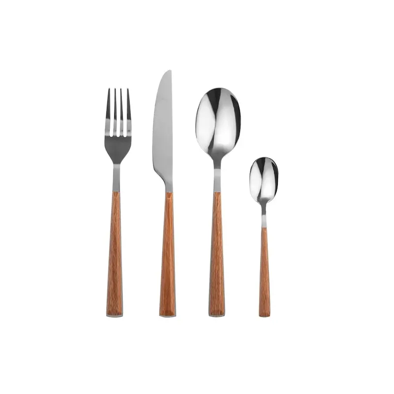Servizio Posate Arbor 24 Teile Edelstahl Mit Holzoptik-griffen