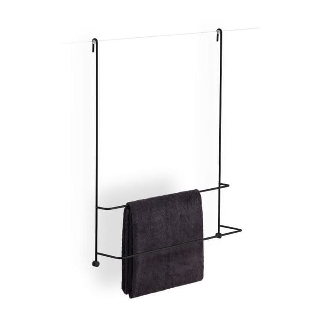 Giese Server Badetuchhalter 11858-14 Schwarz Matt, Befestigung An Glaswand, 2 Badetuchstangen