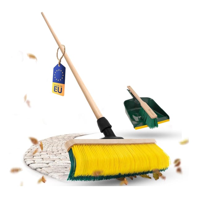 Novaliv Krallenbesen mit Stiel 60cm inkl. Kehrgarnitur Outdoor , Spezialbesen gebogenen Borsten Borsten -Ideal als Gartenbesen , Kratzbesen , Kunstrasen Besen , Optimal für Camping
