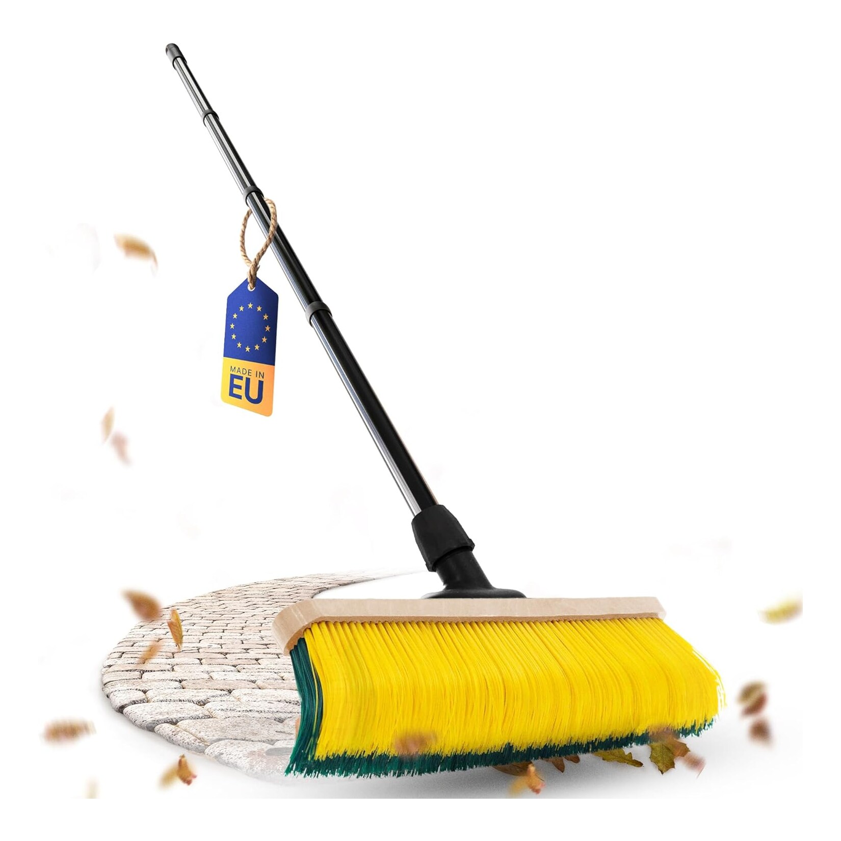 Novaliv Krallenbesen mit Stiel 60cm, Spezialbesen gebogenen Borsten Borsten -Ideal als Gartenbesen, Kratzbesen, Kunstrasen Besen, Optimal für Camping, Straßenbesen