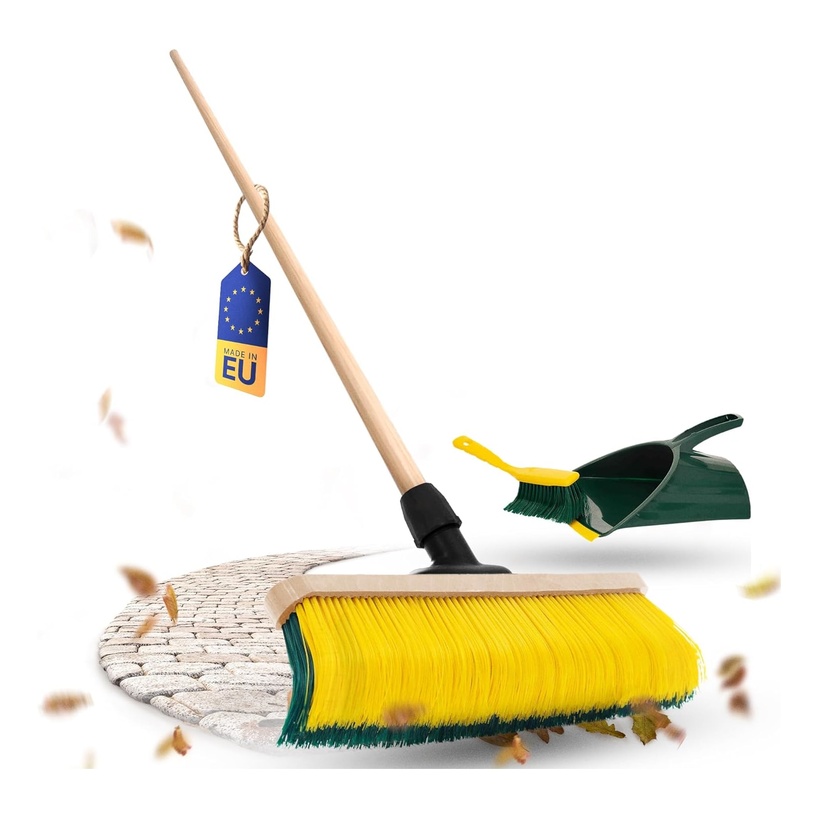 Novaliv Krallenbesen mit Stiel 60cm inkl. Jumbo Kehrgarnitur, Spezialbesen gebogenen Borsten Borsten -Ideal als Gartenbesen, Kratzbesen, Kunstrasen Besen, Optimal für Camping