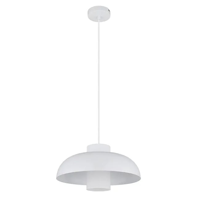 Hängeleuchte Pendellampe Wohnzimmerlampe Weiß Rund Esszimmerleuchte Deckenleuchte, Metall Glas, 1 Flammig E27, Dxh 38x120 Cm