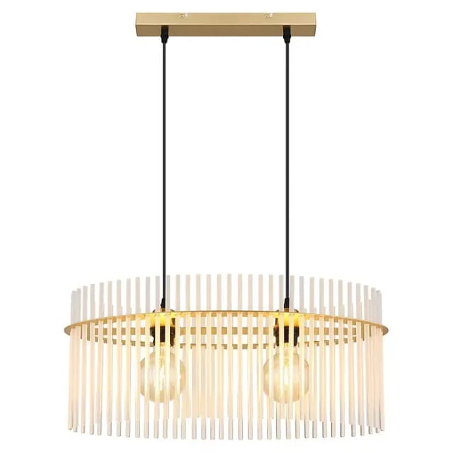 Hängeleuchte Pendellampe Wohnzimmerlampe Glasstäbe Opal 2 Flammig Esszimmerleuchte , Metall, 2 Flammig E27, Lxbxh 60x23x140 Cm