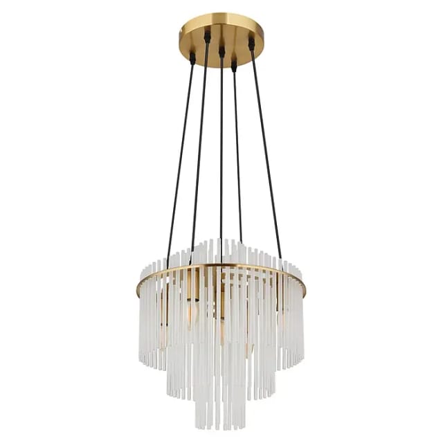 Kronleuchter Hängelampe Glasstäbe Klar Pendelleuchte Gold Wohnzimmerlampe Esstischleuchte 5 Flammig, 5x E14, Dxh 40 X 120 Cm
