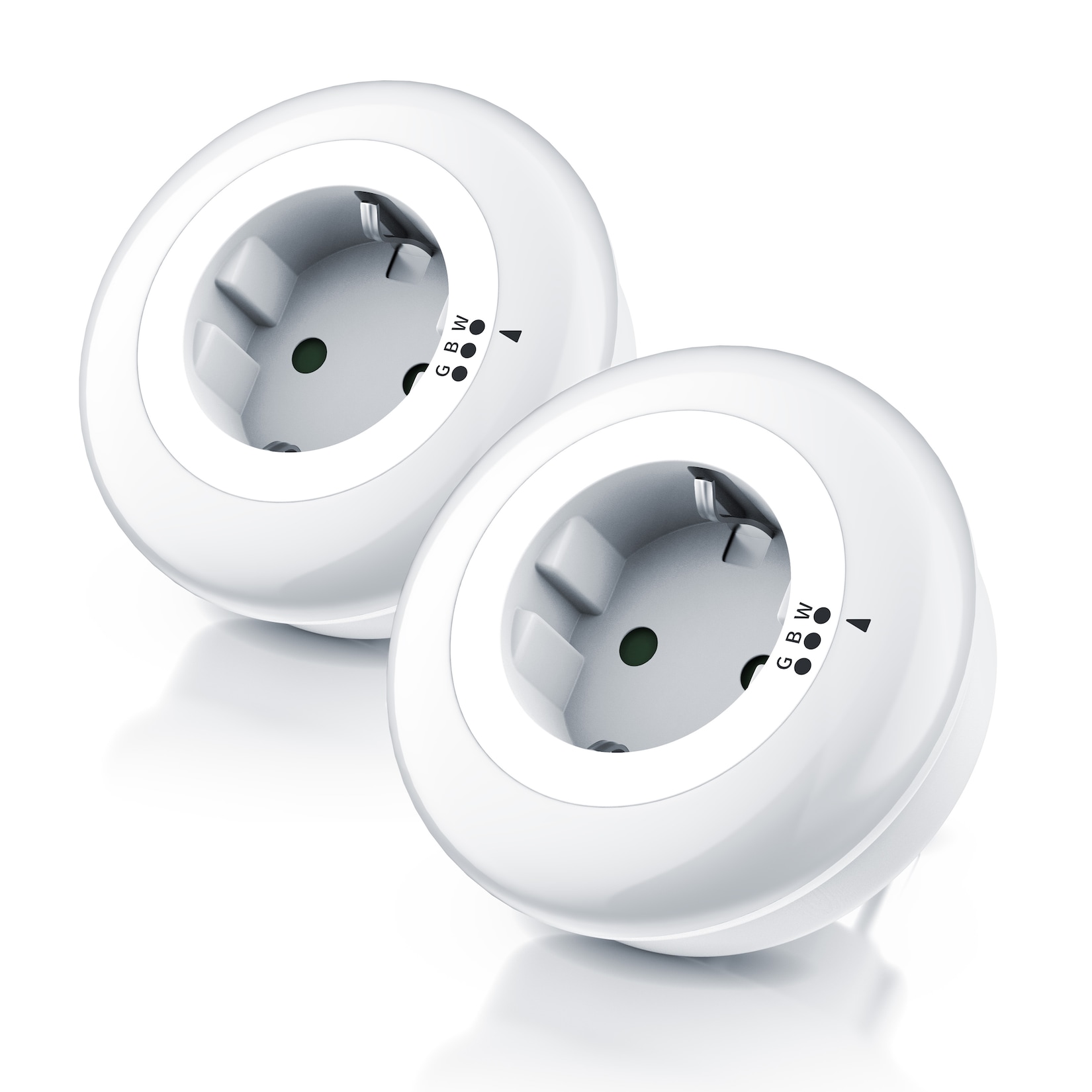 Brandson 2x LED Nachtlicht mit Zwischenstecker & auswählbaren Farben Nachtlampe - Weiß/Grün/Blau