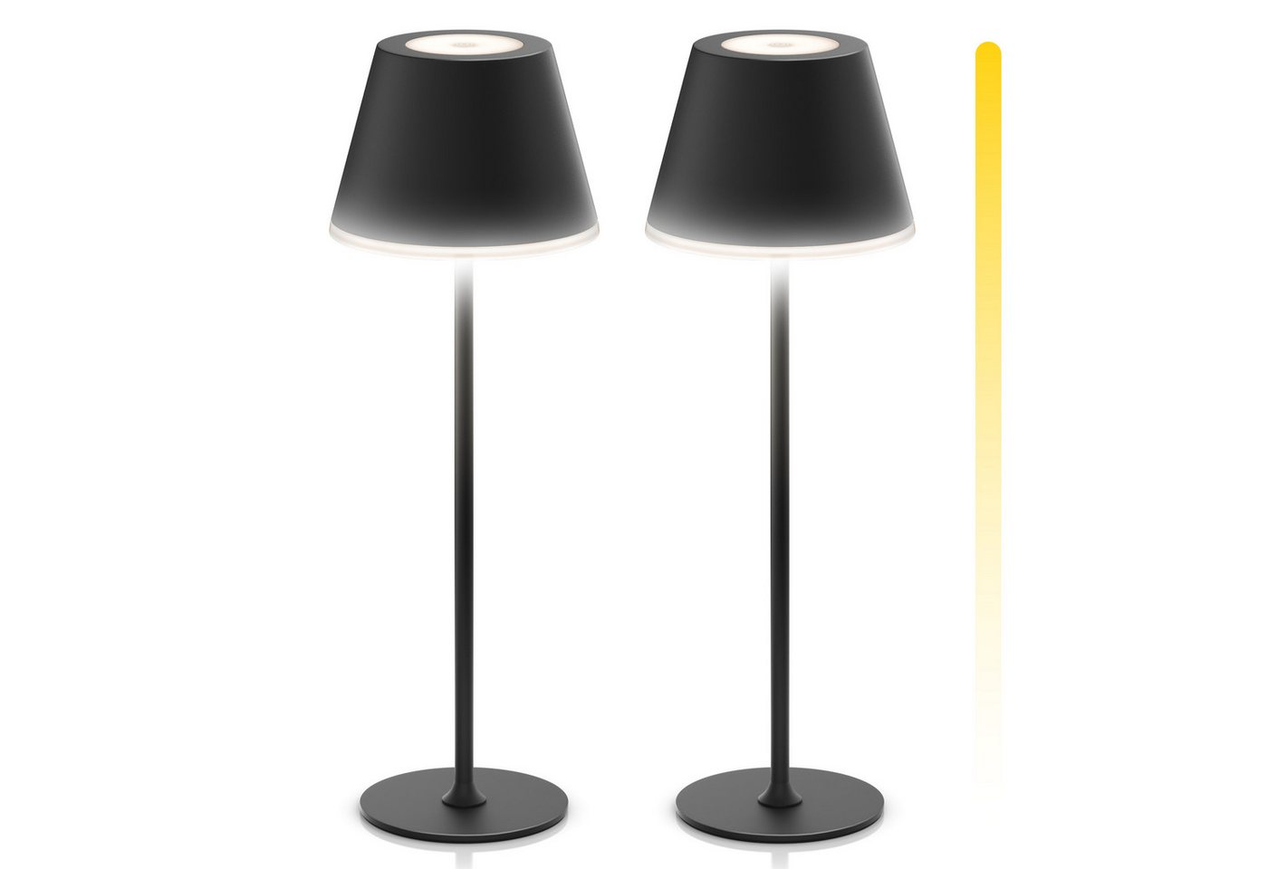 Brandson 2x LED Tischleuchte mit Akku, kabellos, Touch-Dimmer, 3 Lichtmodi, Metall, Schreibtisch- & Nachttischlampe, schwarz Bild 4