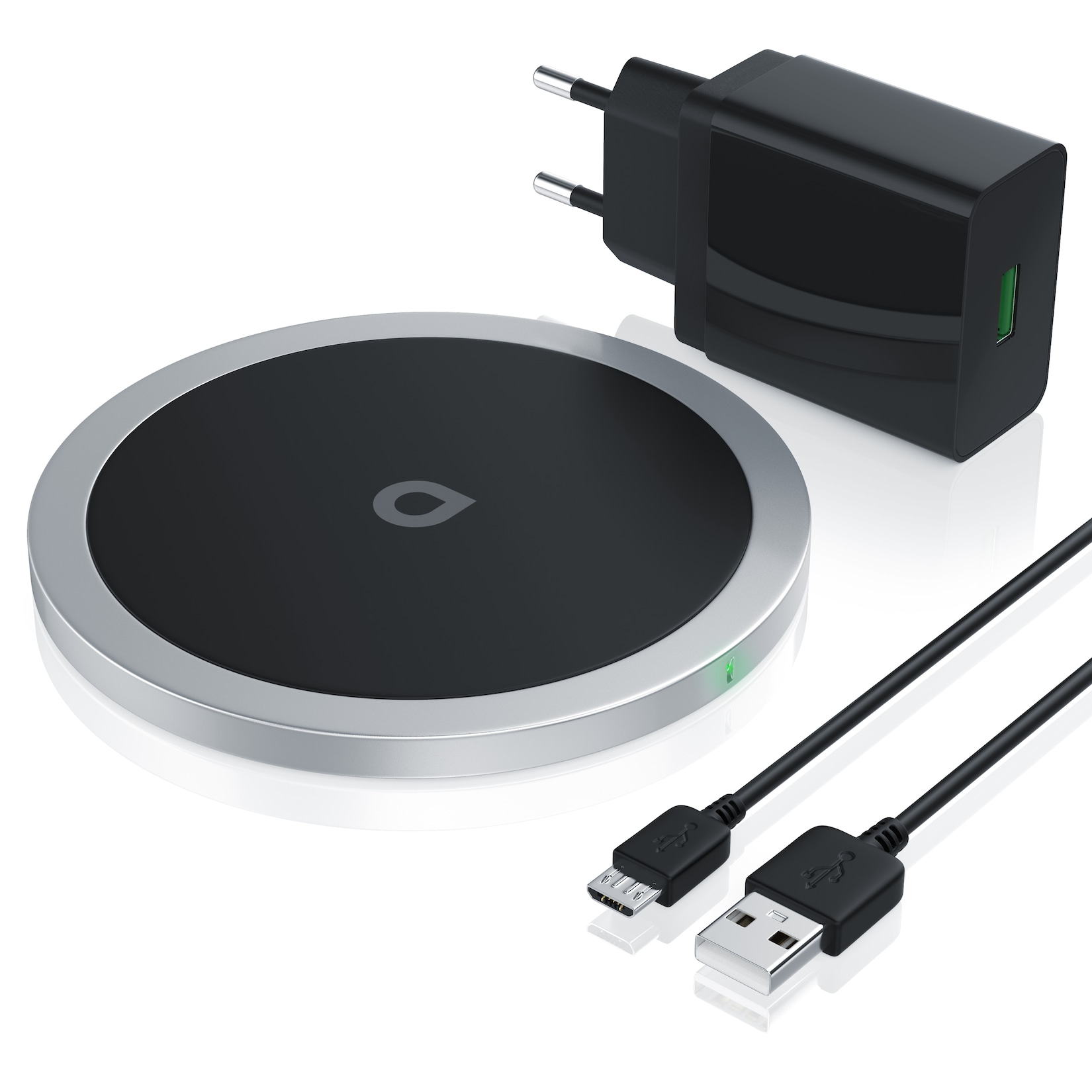 Aplic induktives Ladegerät für Qi-kompatible Smartphones, Wireless Fast Charger mit bis zu 10 W, Aluminiumgehäuse, Antirutschauflage