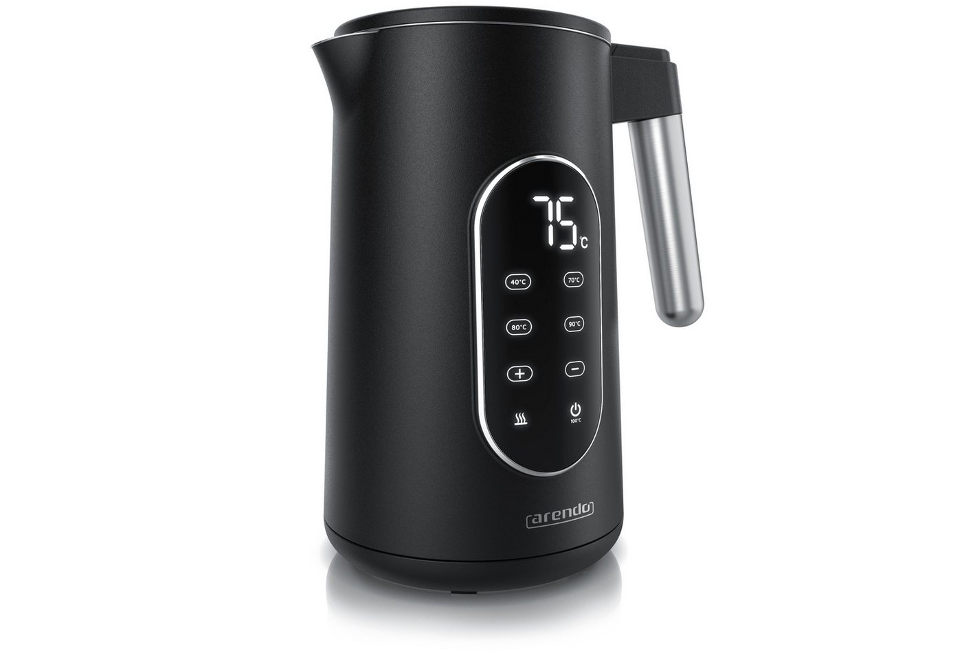 Arendo Wasserkocher 1,7 l, 2200 W, Temperaturwahl 40 bis 100 °C, LED-Temperaturanzeige, Doppelwand und Warmhaltefunktion, schwarz Bild 5