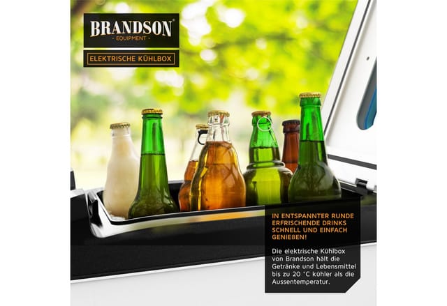 Brandson Elektrische Kühlbox, 10 L, Sichtfensterdeckel, Kühlt & hält Warm, von bis zu -10 bis +65°C, weiß