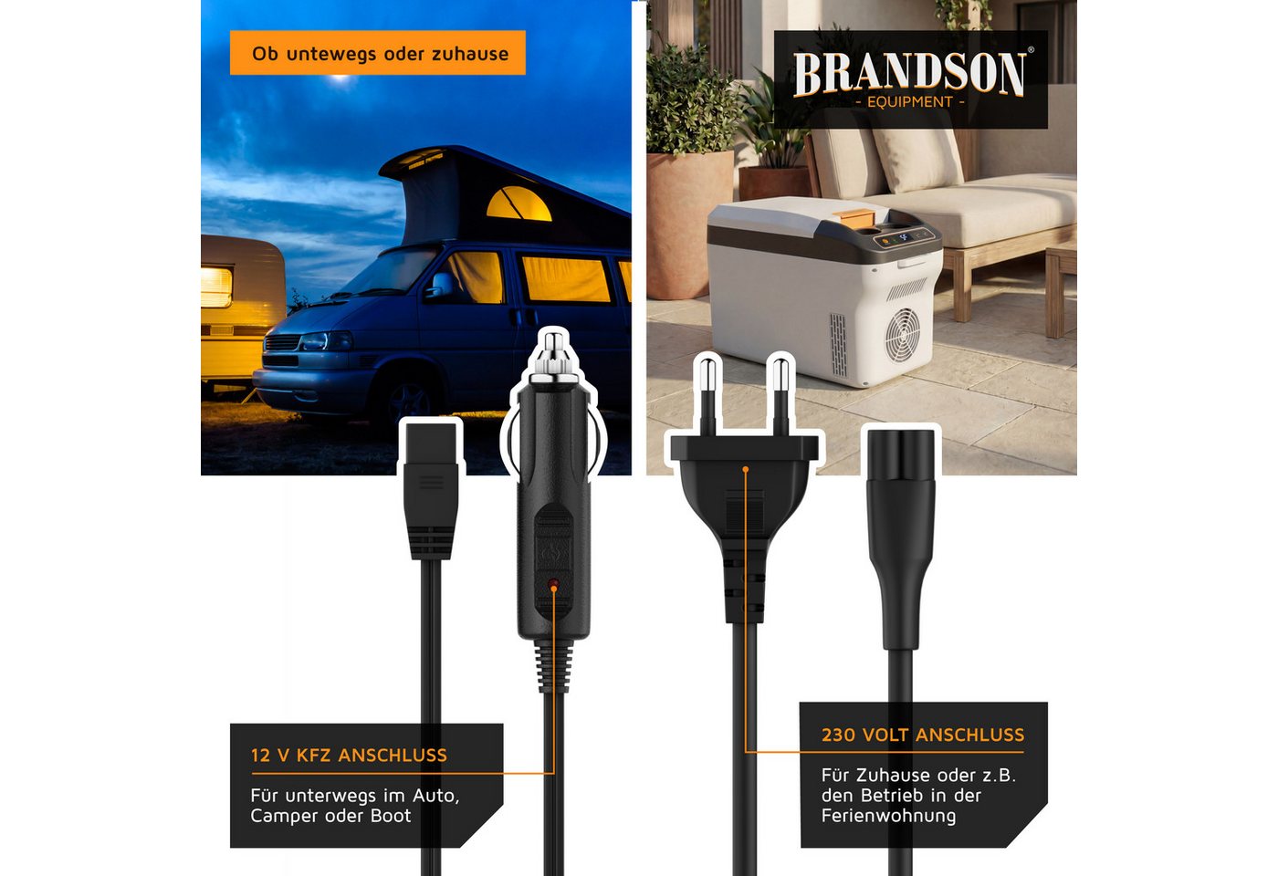 Brandson Elektrische Kühlbox, 10 L, Kühlt & hält Warm, von -10 bis +65°C, für die Mittelkonsole, weiß
