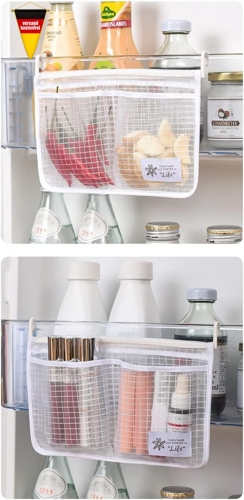 Kühlschrank Organizer Set Doppelfach Hängend für Lebensmittel und Getränke Bild 3