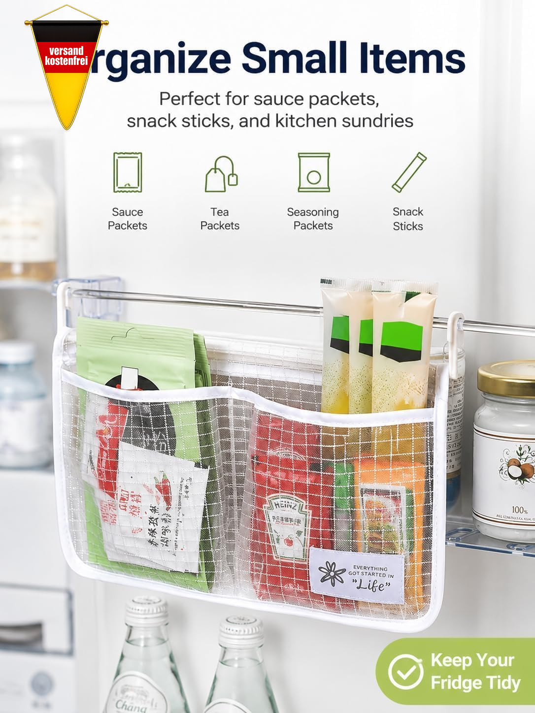 Kühlschrank Organizer Set Doppelfach Hängend für Lebensmittel und Getränke Bild 8