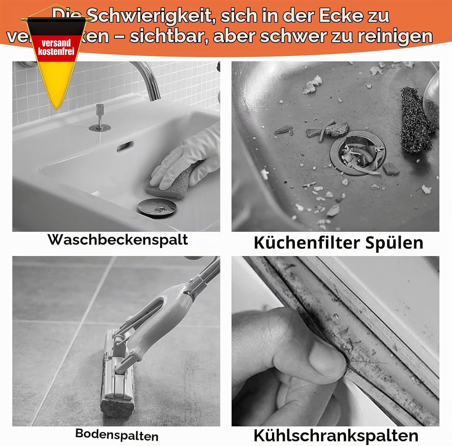 Reinigungsbürste Set für Waschmaschine und Abfluss lang, vielseitig, langlebig Bild 4