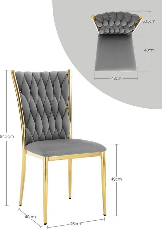 Woltu Esszimmerstühle 4er Set, Küchenstühle Mit Hohe Rückenlehne, Polsterstühle 150 Kg Belastbar, Stühle Esszimmer Aus Samt Metallbeine, Dunkelgrau