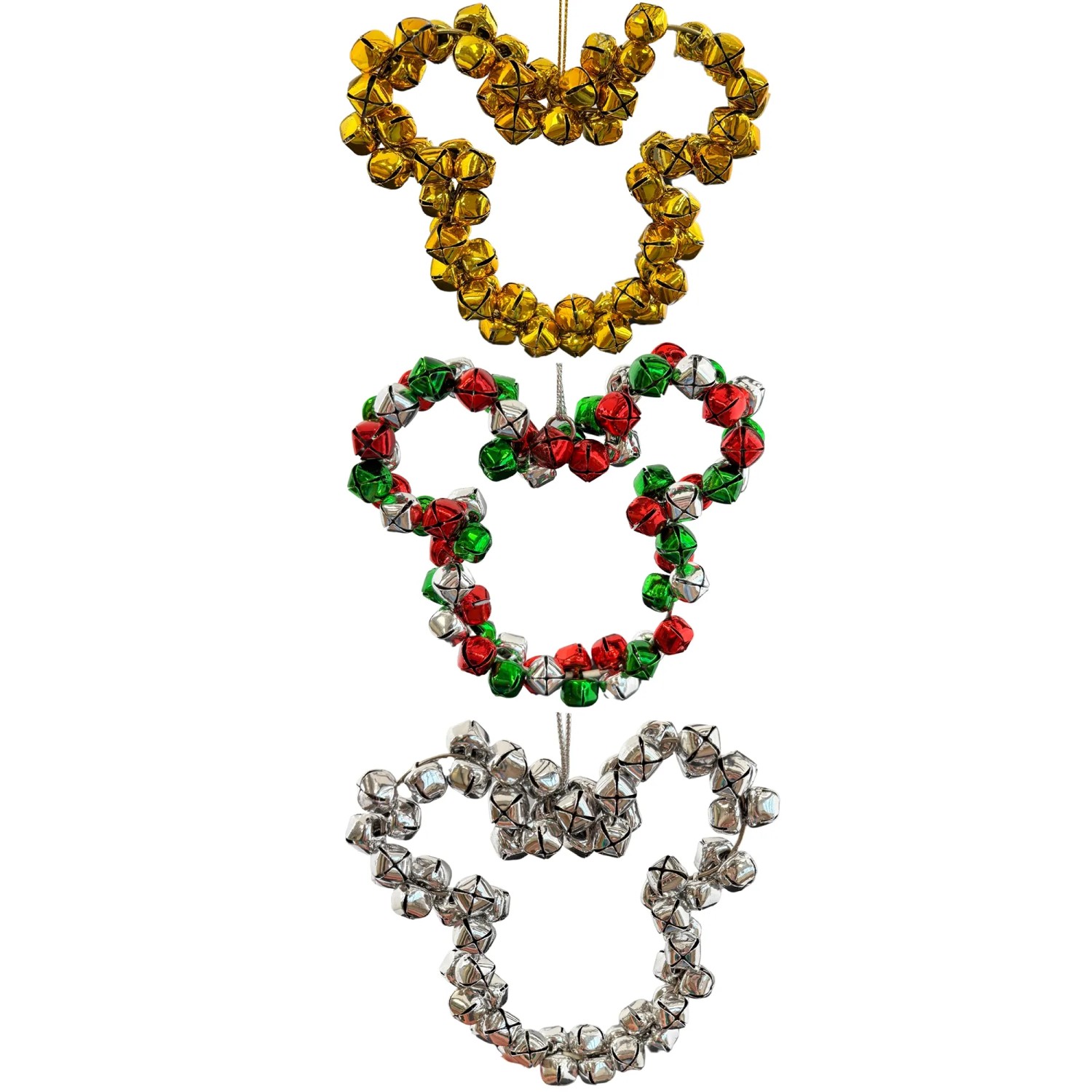 Disney Weihnachtsanhänger-Set Mickey Ohren Jingle Bells 3-teilig Ø 8 cm