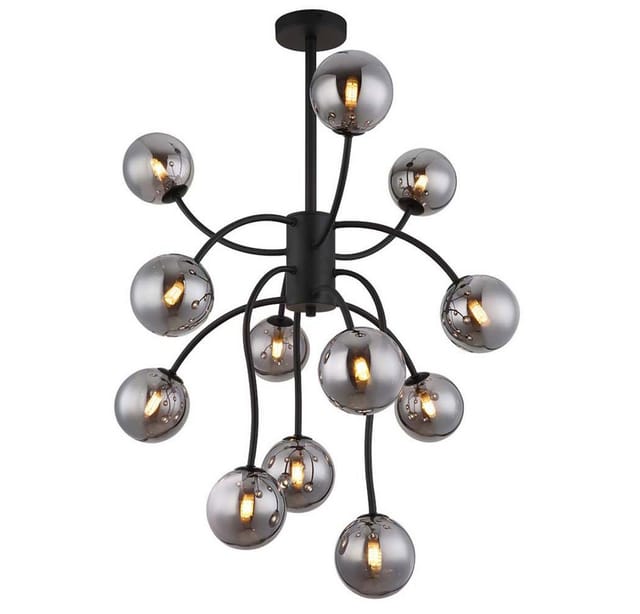 Globo Lighting - Deckenleuchte Deckenlampe Esszimmerlampe Led Glaskugeln 12 Flammig Rauch H 93 Cm