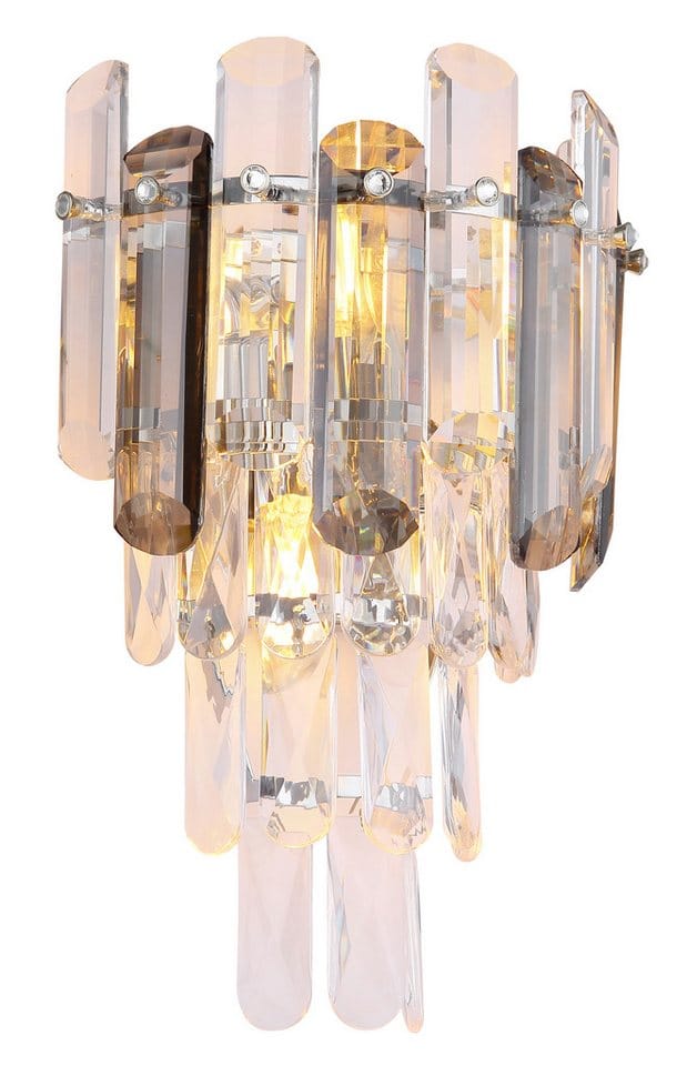Globo Lighting - Wandlampe Wandleuchte Schlafzimmerlampe 2 Flammig Kristalle Rauch Klar H 34 Cm