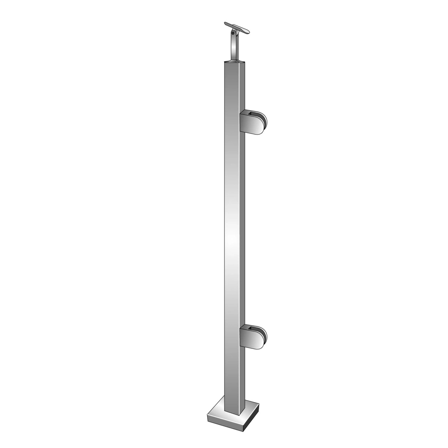 FeNau Geländerpfosten Edelstahl 40x40x2 mm L 1000 mm Rechts Oberverankerung Glas 8,76 mm