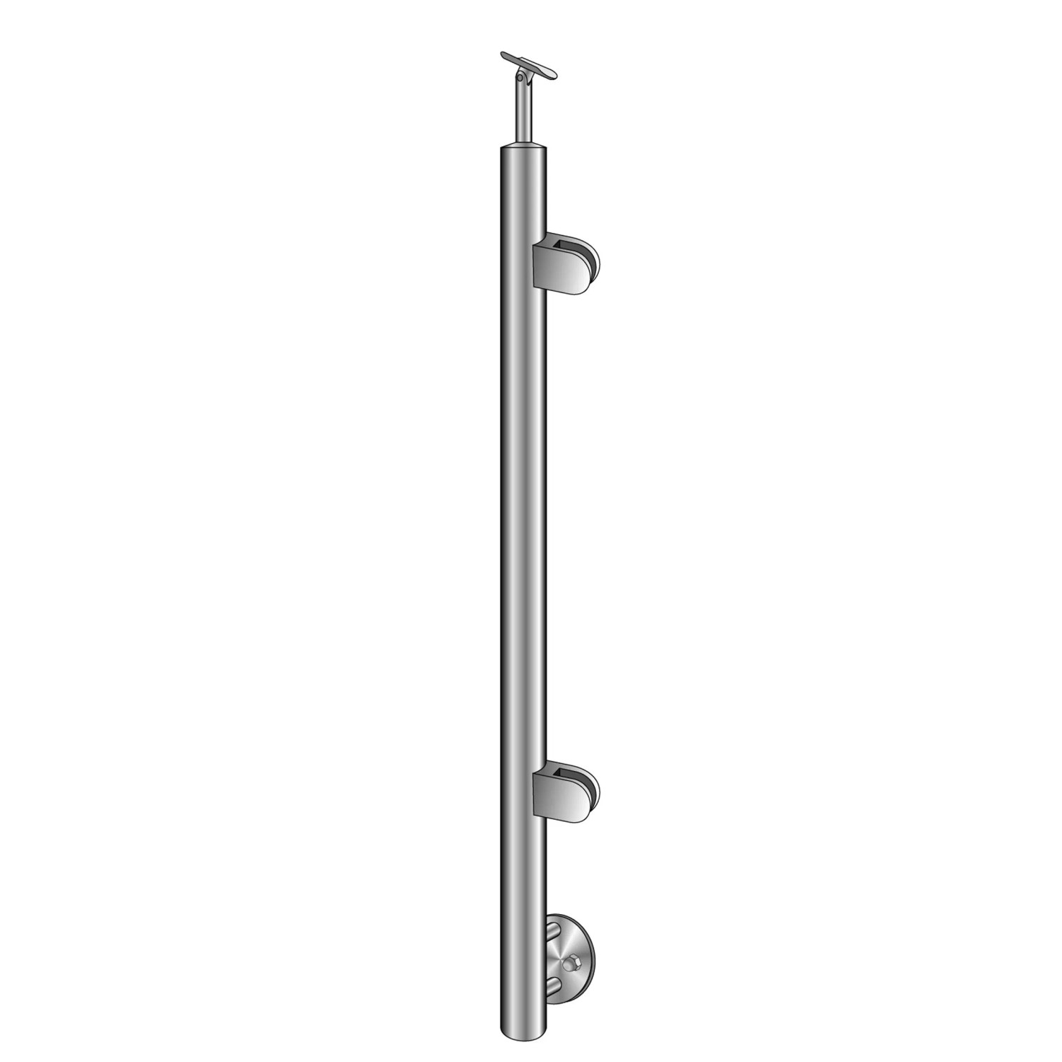 FeNau Geländerendpfosten Edelstahl AISI 304 Flach 1000 mm Seitenverankerung Rechts Für Glas 8,76 mm