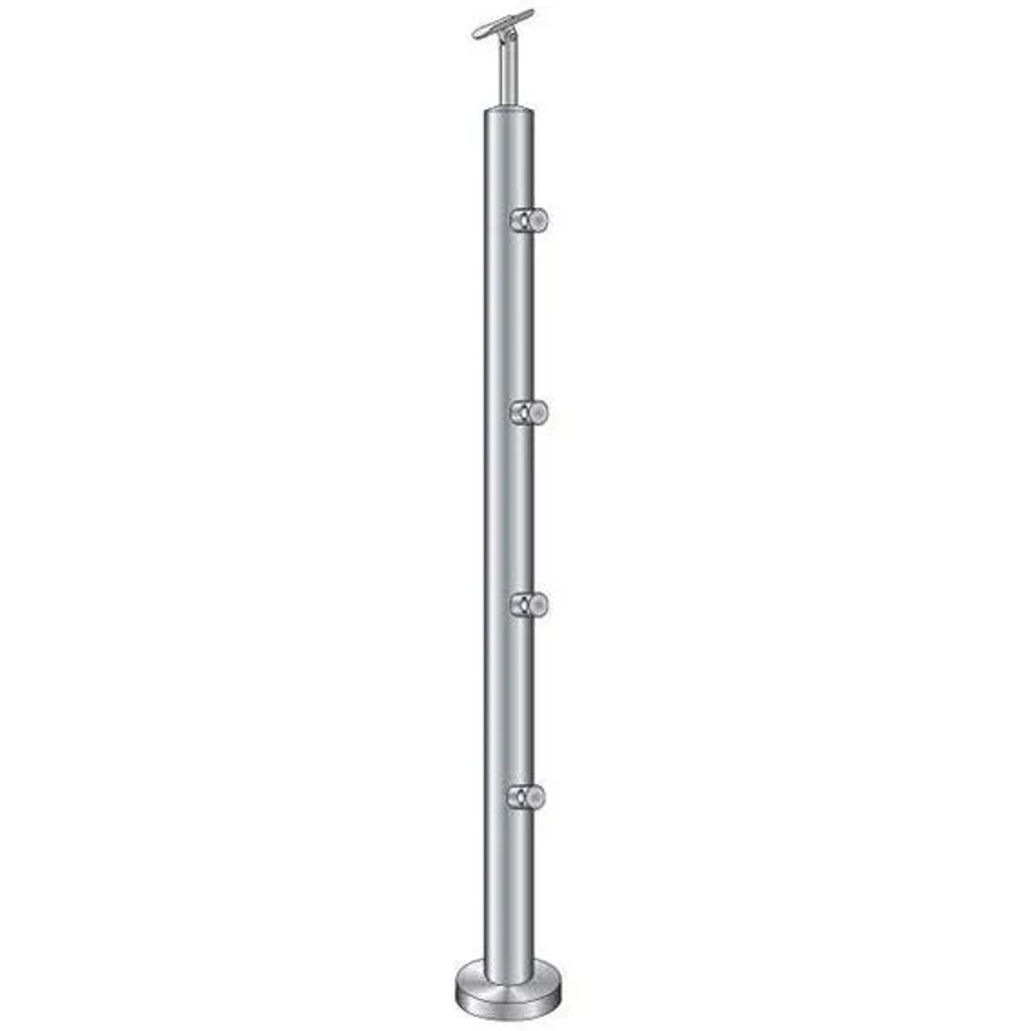 FeNau Geländerpfosten Edelstahl AISI 304 900 mm D42,4 mm Obere Verankerung Schliff K320