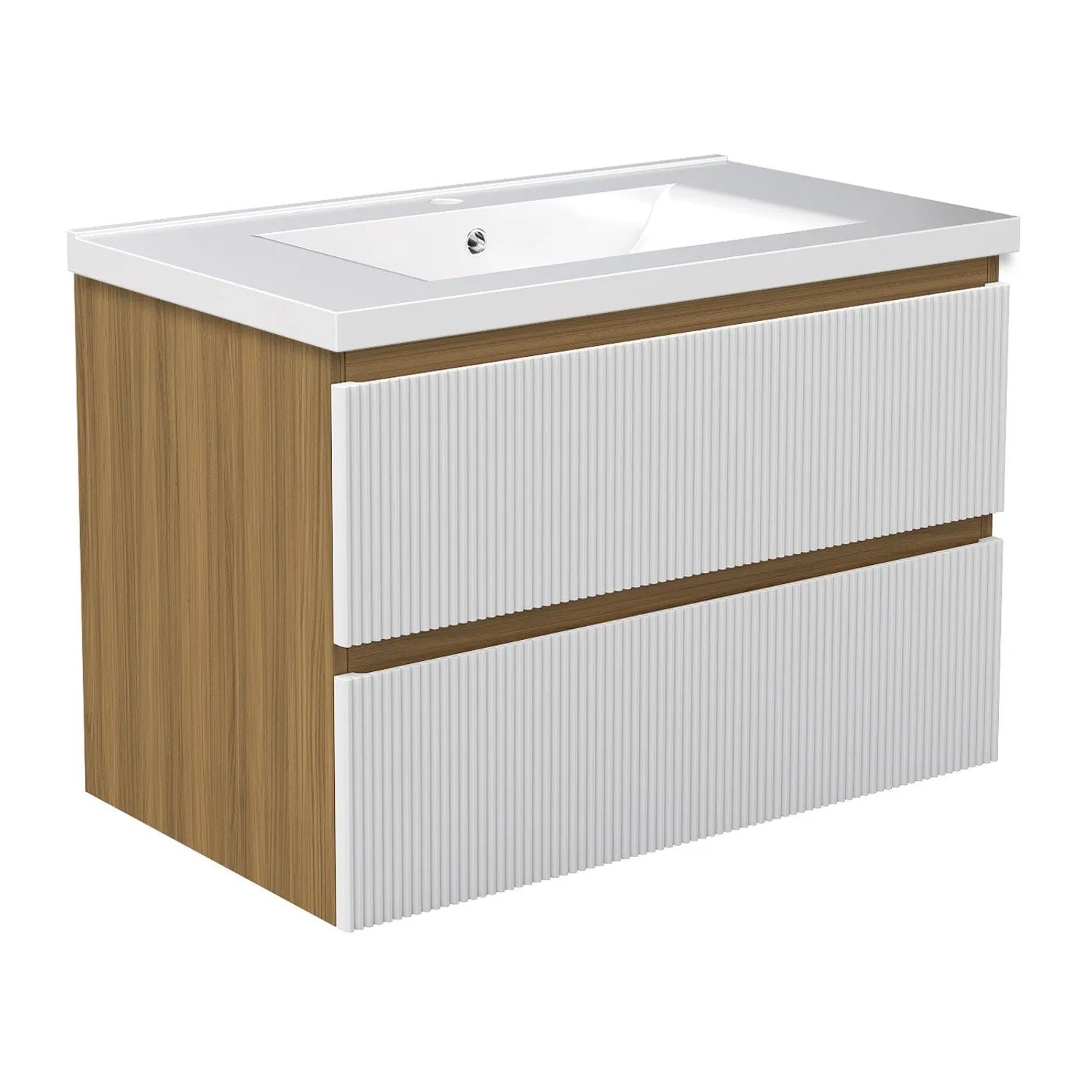 Duschspa Waschbeckenunterschrank mit Keramik Einbaubecken SILO 80 cm Grifflos Softclose
