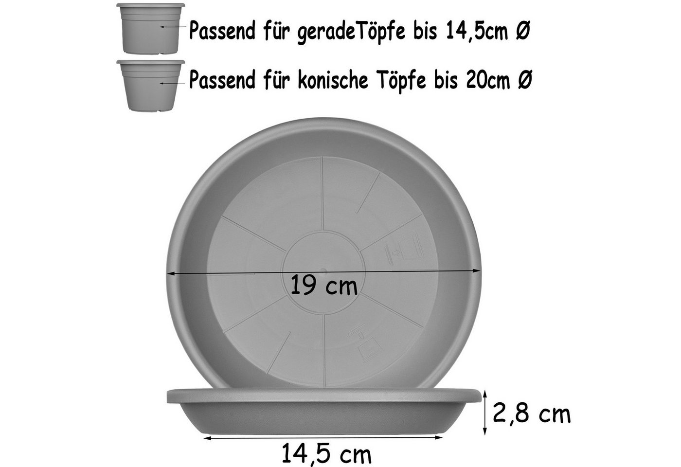 BigDean 3x Blumentopf Untersetzer Ø 19 Cm Farbe Terrakotta Kunststoff Blumenuntersetzer Blumentopfuntersetzer Passend Zu Ø 20 Cm Blumentöpfen Bild 4