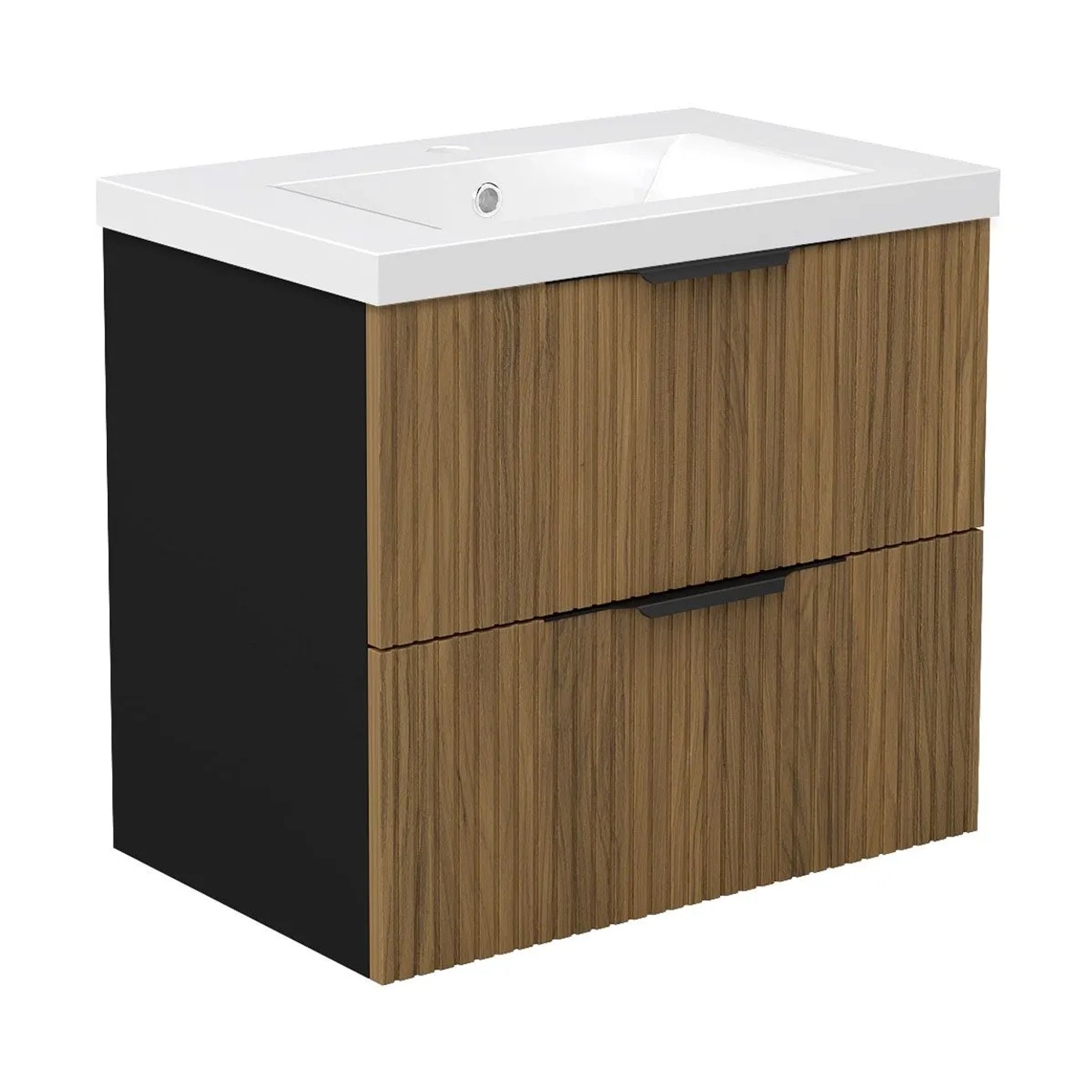 Duschspa Einzelwaschtisch ORIN 60 cm Keramik Waschbecken mit Unterschrank Softclose 2 tlg