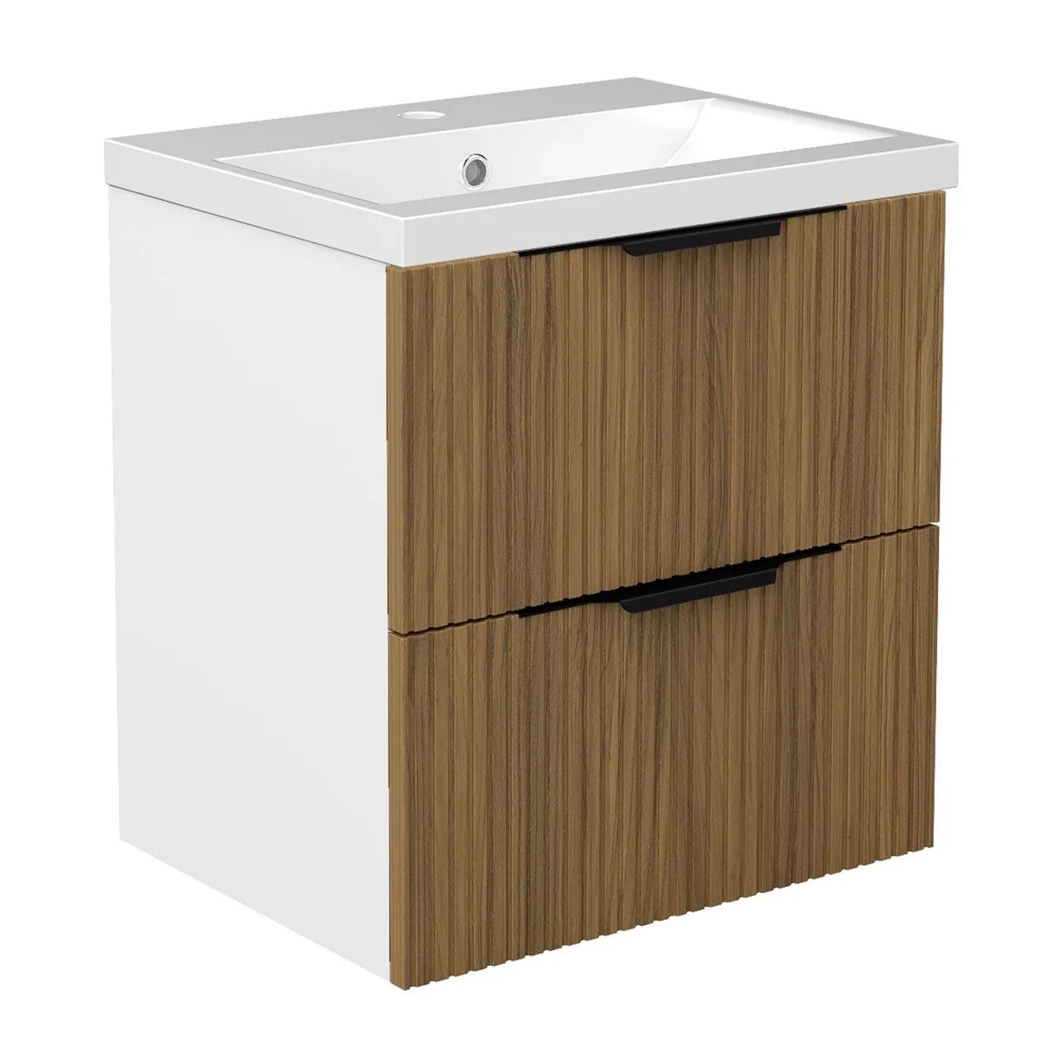 Duschspa Einzelwaschtisch ORIN 50 cm Keramik Waschbecken mit Unterschrank Griffen Softclose