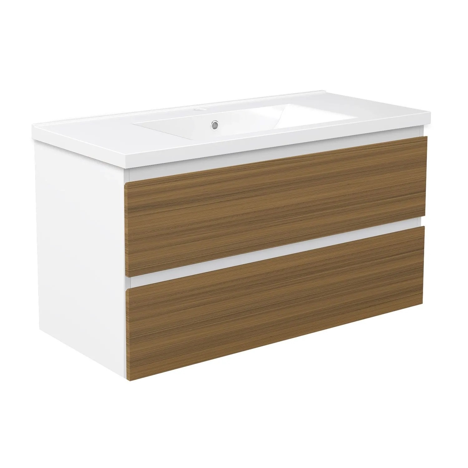 Duschspa Einzelwaschtisch MIRA 100 cm Keramik Waschbecken mit Unterschrank Softclose