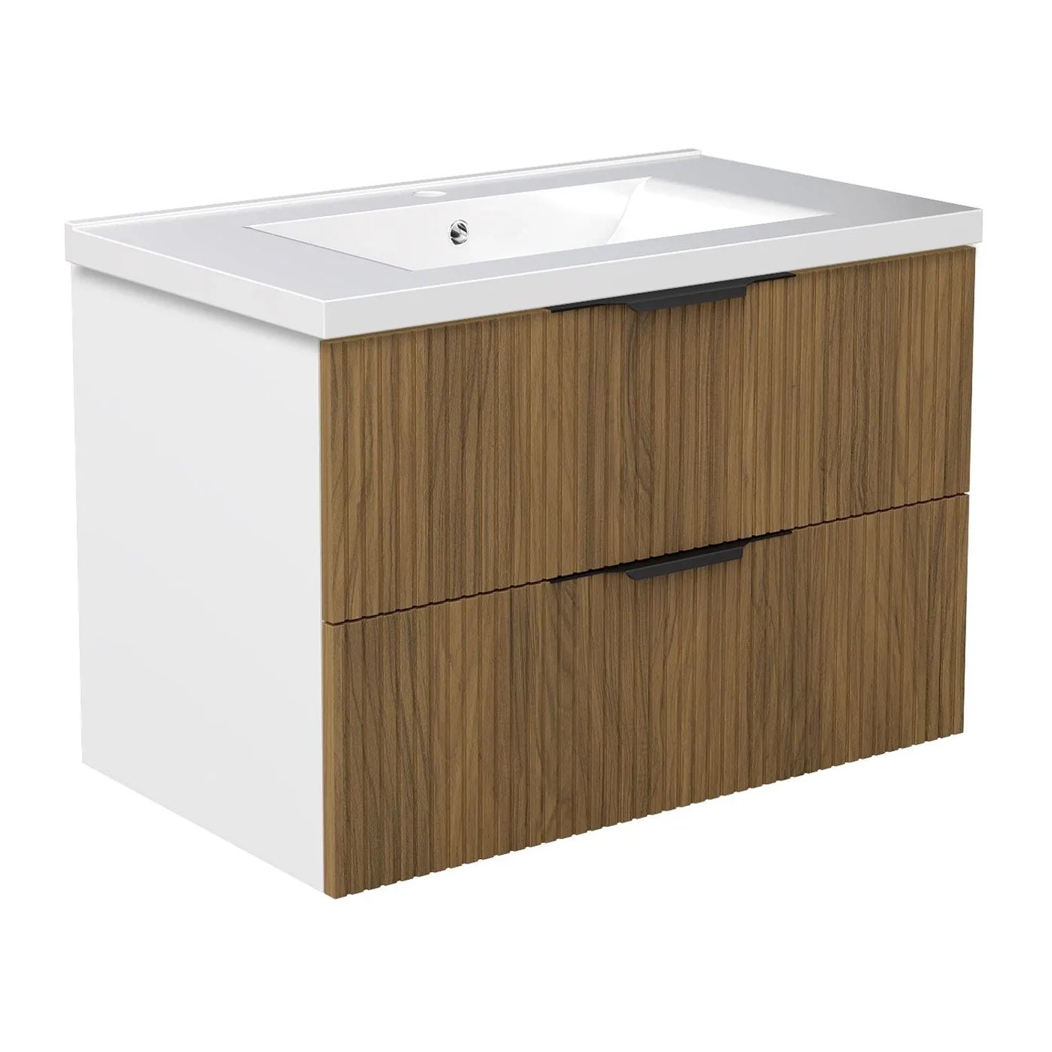 Duschspa Einzelwaschtisch ORIN 80 cm Keramik Waschbecken mit Unterschrank Griffen Softclose