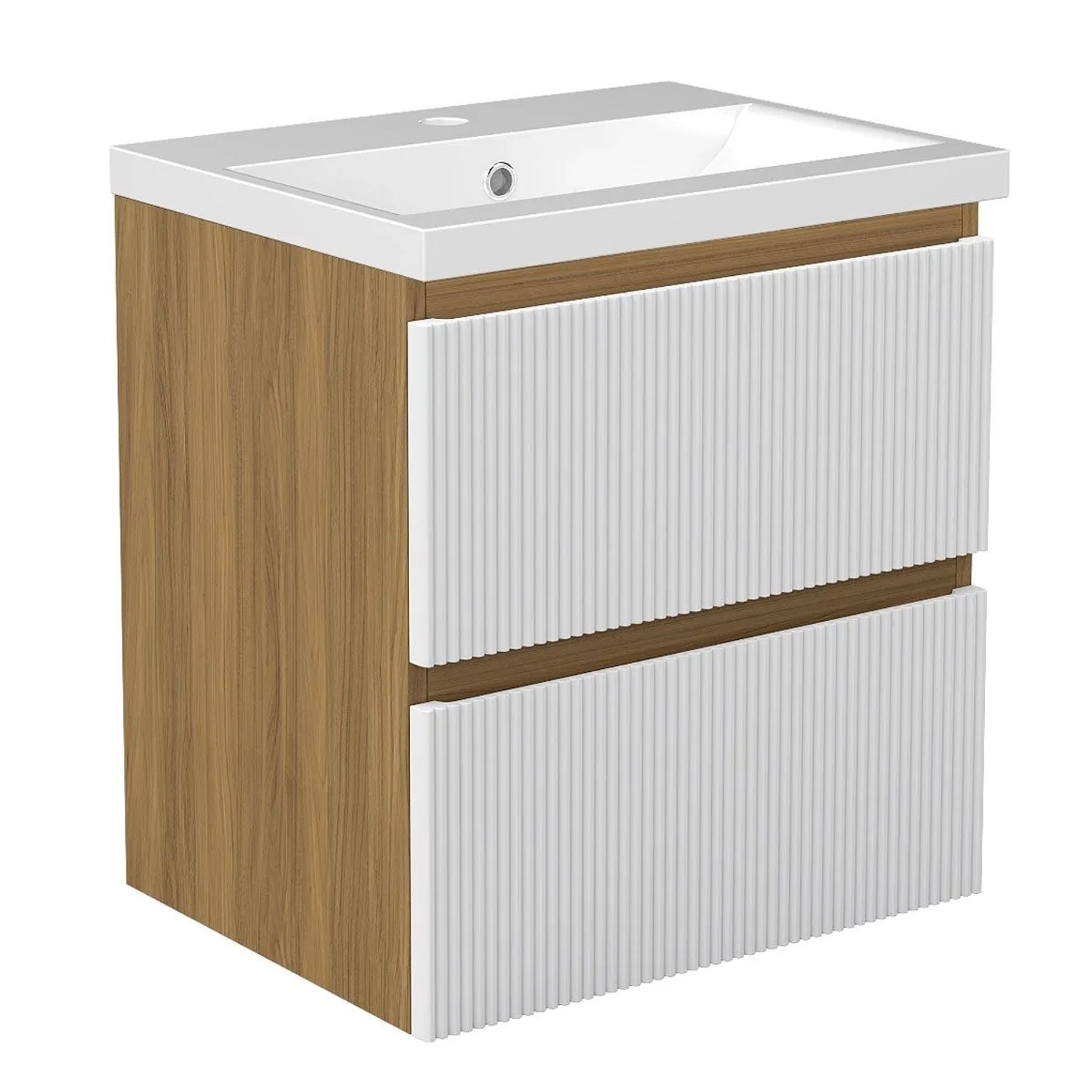 Duschspa Waschbeckenunterschrank mit Keramik Einbaubecken SILO 50 cm Grifflos Softclose