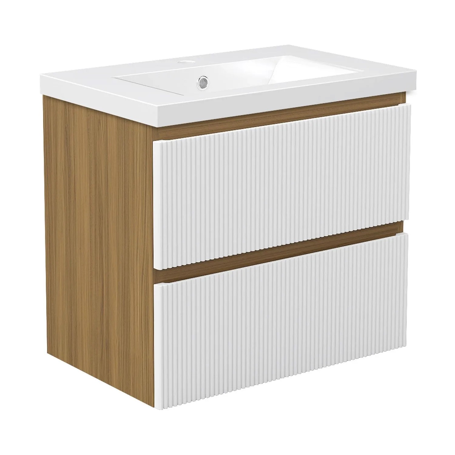 Duschspa Waschbeckenunterschrank mit Keramik Einbaubecken SILO 60 cm Grifflos Softclose