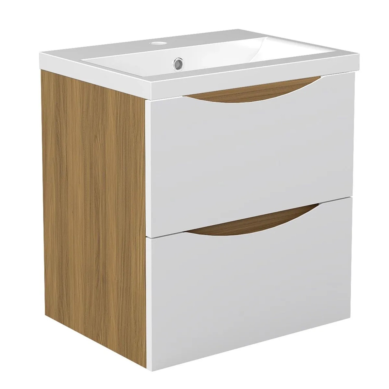 Duschspa Waschbeckenunterschrank mit Keramik Einbaubecken ELIO 50 cm Grifflos Softclose