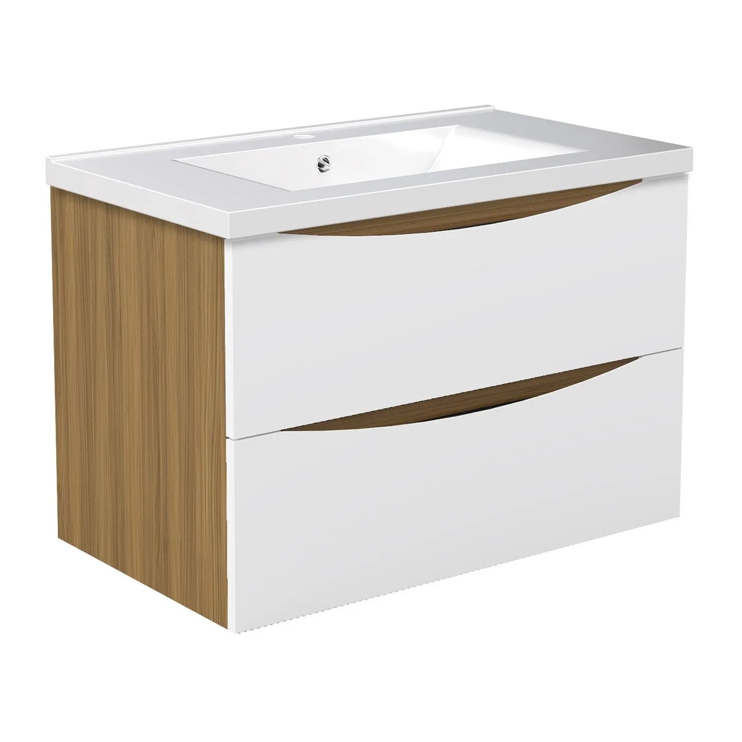 Duschspa Waschbeckenunterschrank mit Keramik Einbaubecken ELIO 80 cm Grifflos Softclose
