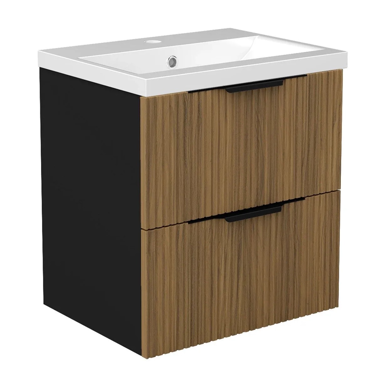 Duschspa Einzelwaschtisch ORIN 50 cm Keramik Waschbecken mit Unterschrank Softclose 2 tlg