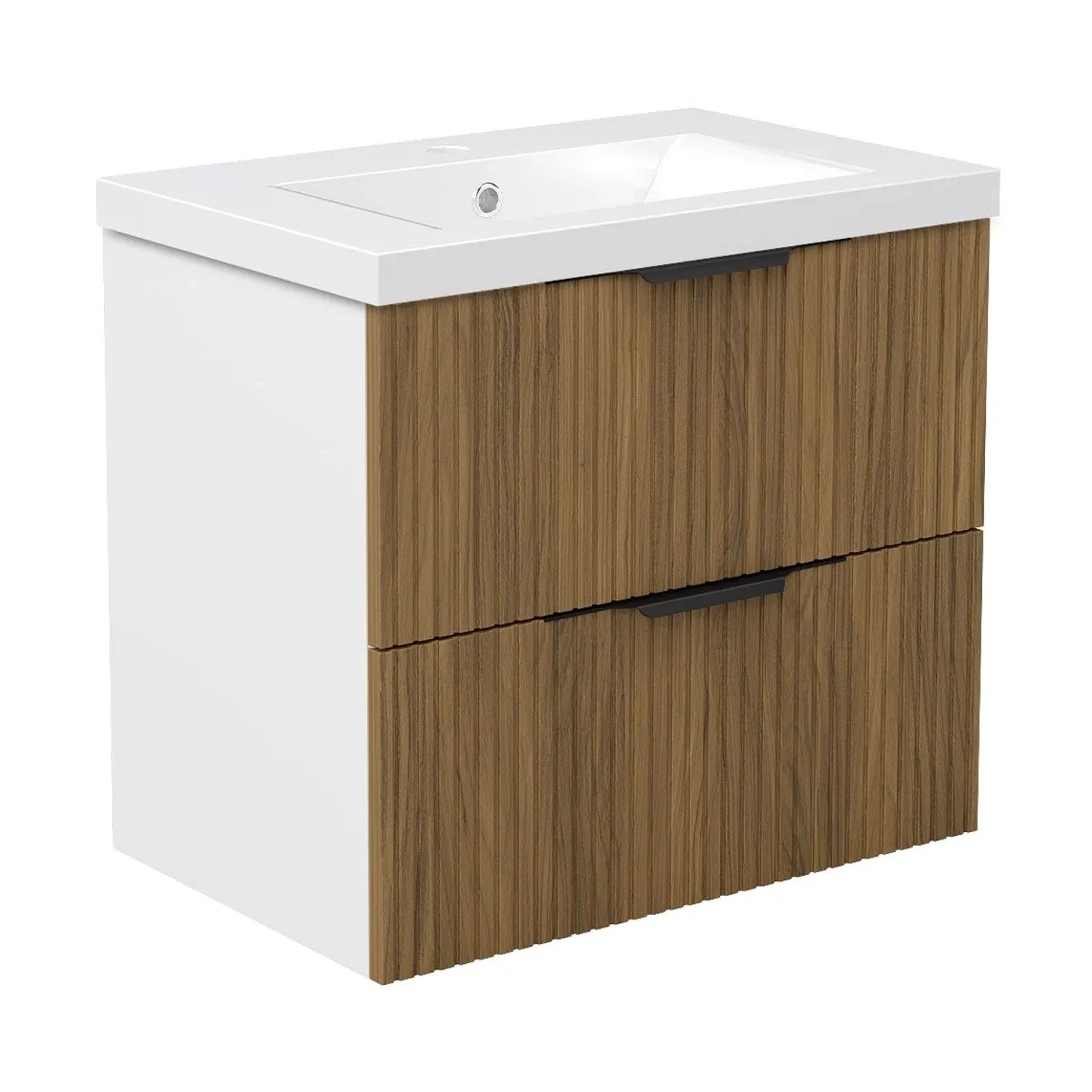 Duschspa Einzelwaschtisch ORIN 60 cm Keramik Waschbecken mit Unterschrank Griffen Softclose