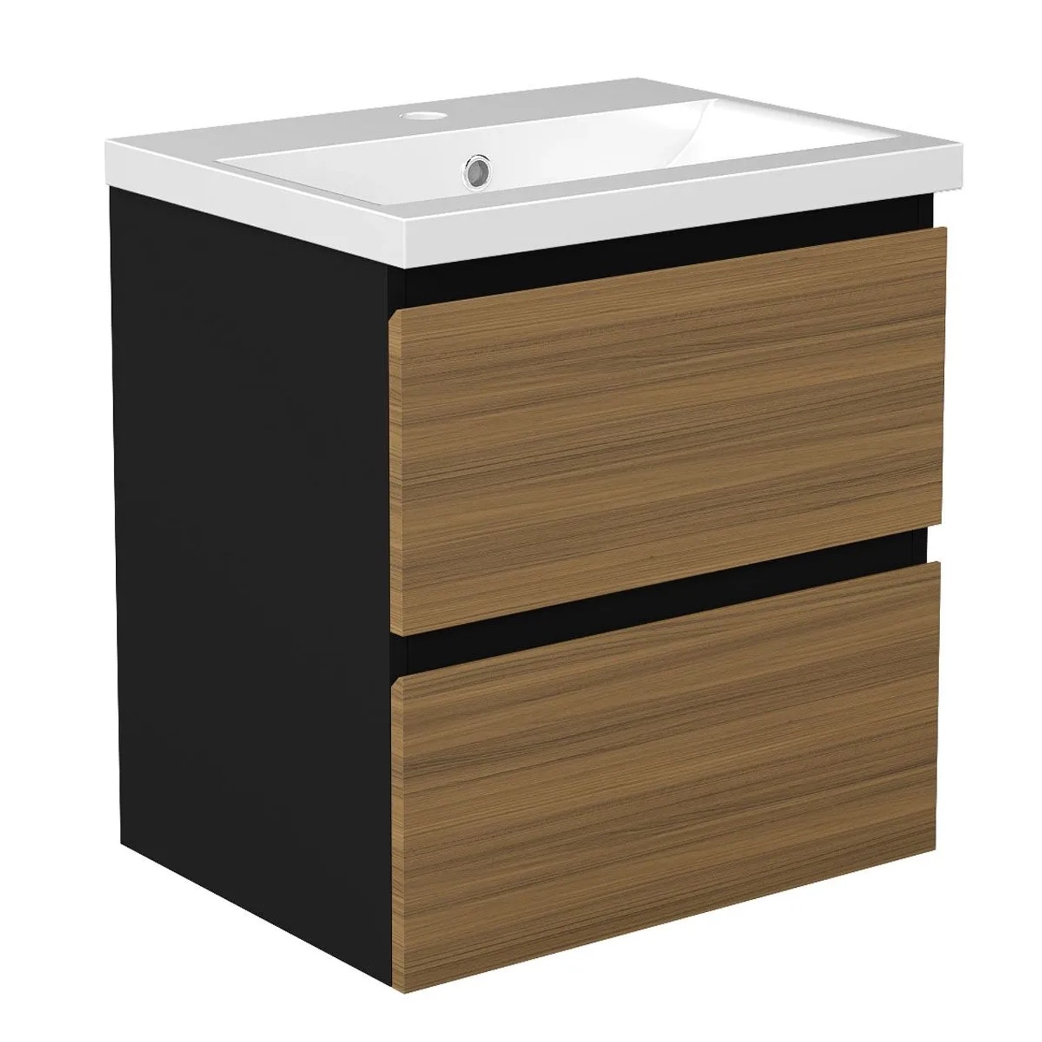 Duschspa Einzelwaschtisch MIRA 50 cm Keramik Waschbecken mit Unterschrank Grifflos Softclose