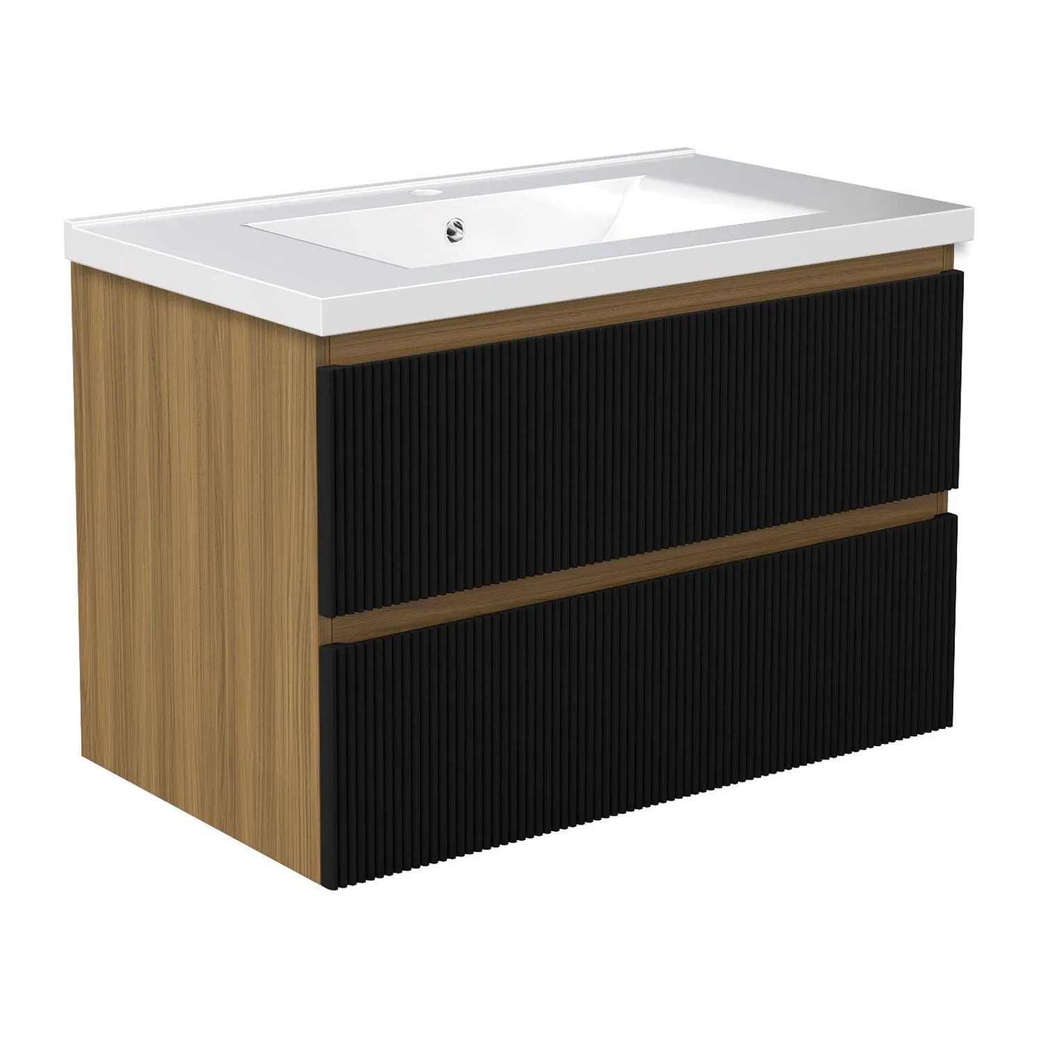 Duschspa Badezimmermöbel SILO 80 cm Keramik Waschbecken mit Unterschrank Grifflos Softclose