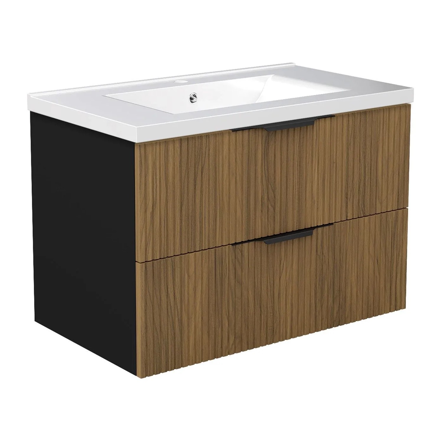 Duschspa Einzelwaschtisch ORIN 80 cm Keramik Waschbecken mit Unterschrank Softclose 2 tlg