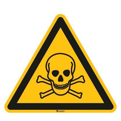 Warnschild "Warnung vor giftigen Stoffen", ISO 7010, Folie, selbstklebend, 100 mm, VE = 20 Stück