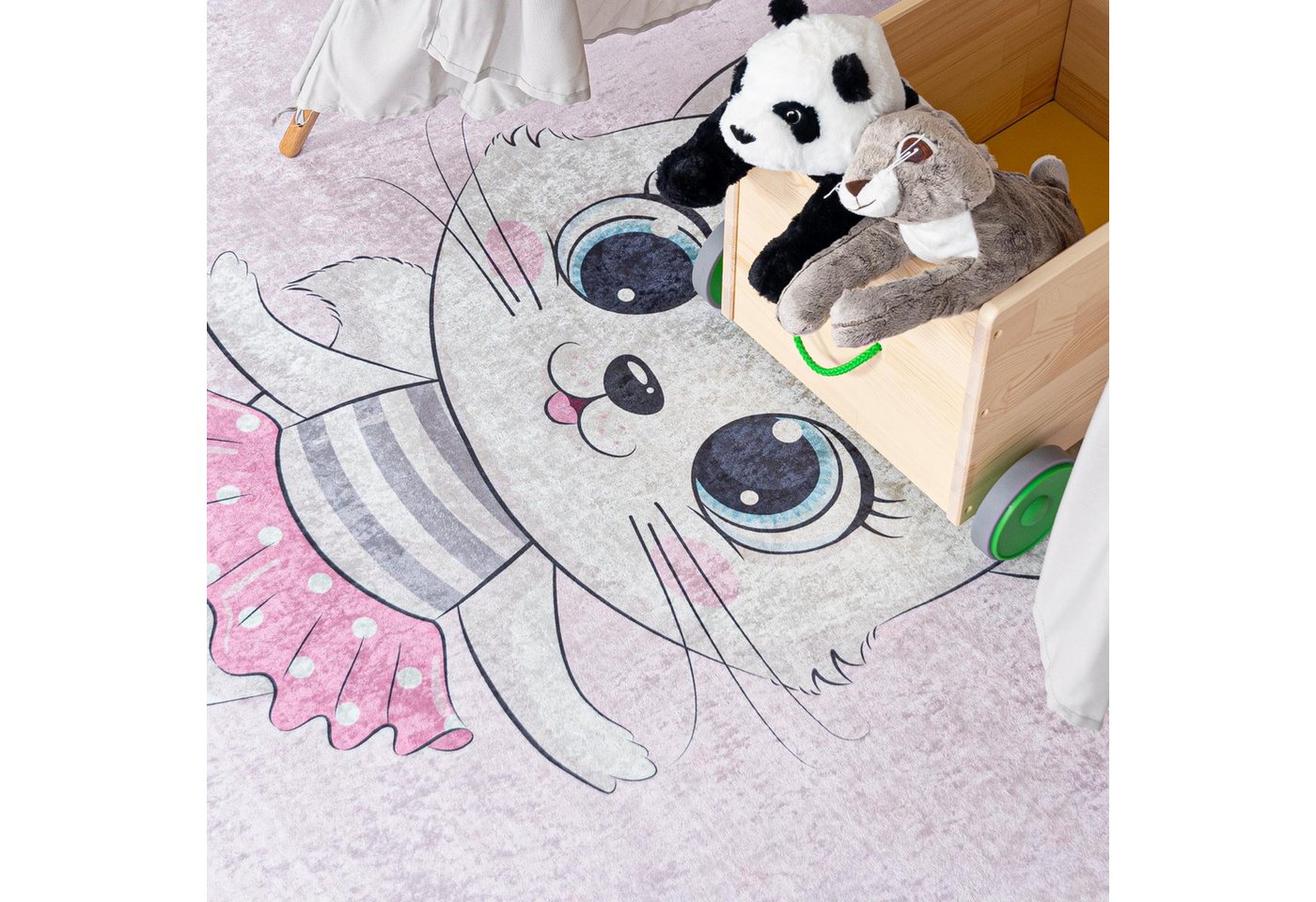 Mazovia Kinderteppich Katze Rosa Kinderzimmer, Fußbodenheizung