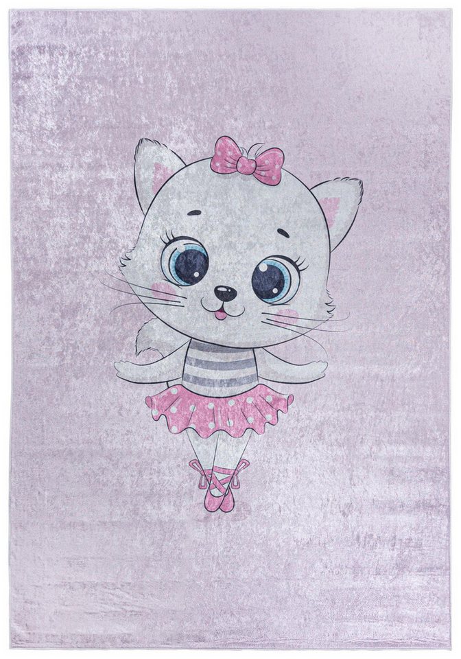 Mazovia Kinderteppich Katze Rosa Kinderzimmer, Fußbodenheizung Bild 5