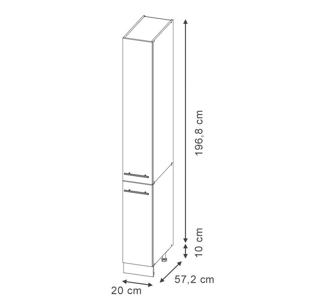 Vicco Hochschrank Fame-Line, Goldkraft Eiche/Weiß, 20 cm, AP Eiche (1-St) Bild 4